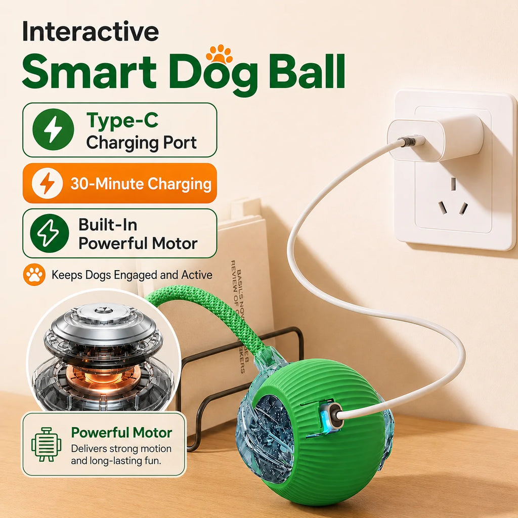 Smart Interactive Rolling Ball for Dogs | USB Rechargeable